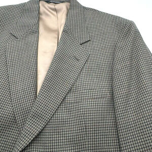 TRAVELSMITH Men's 42L Gray Beige Check Wool Blazer Suit Jacket Sport Coat Career